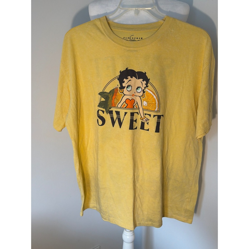 Betty Boop Sweet Oranges Graphic T-Shirt Yellow Fleischer Studios XL 16-18